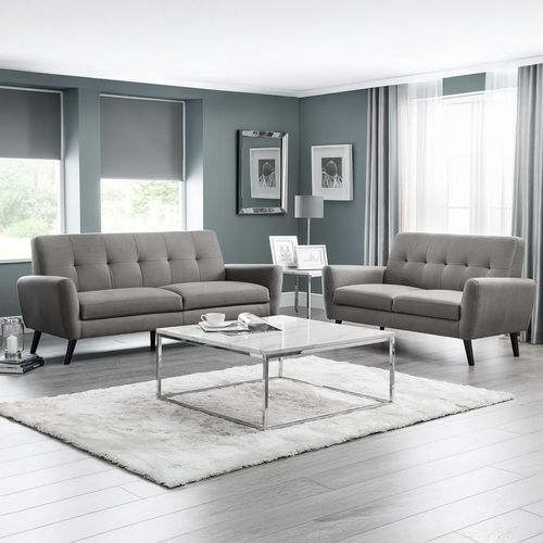 Monza Grey Linen Fabric 2 Seater Sofa