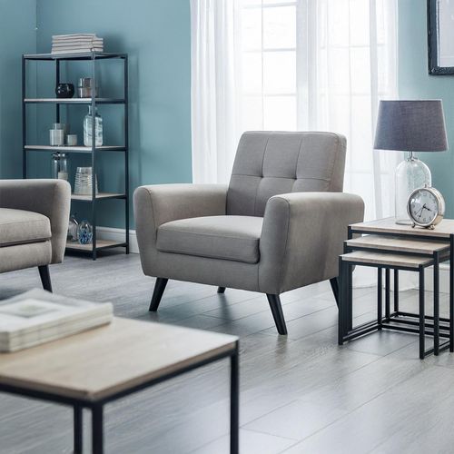 Monza Grey Linen Fabric Armchair