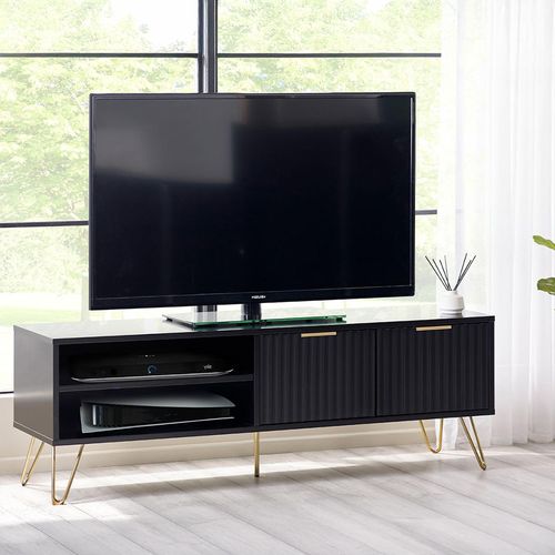 Murano Ribbed Black 150cm TV Unit