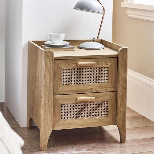 Sydney Faux Rattan 2 Drawer Bedside Cabinet