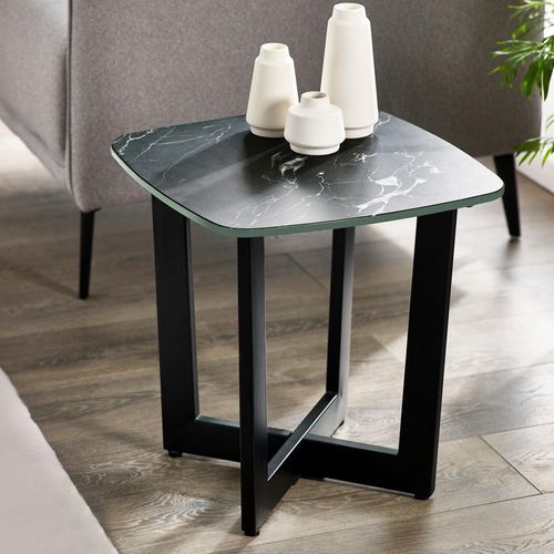 Olympus Black Marble Effect Lamp Table