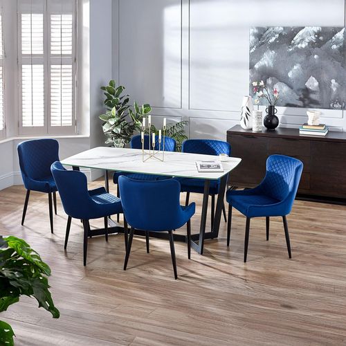 Olympus White Marble Effect 6 Seater Dining Table