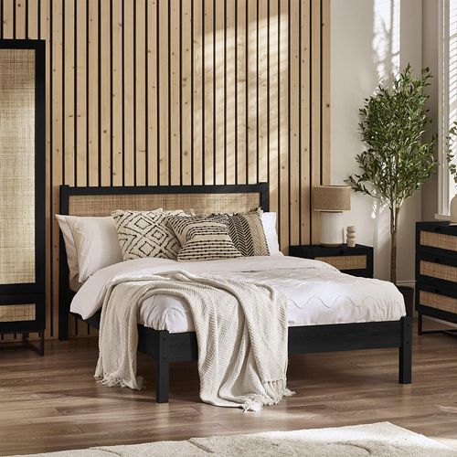 Padstow Black and Rattan Bed - Sizes Available