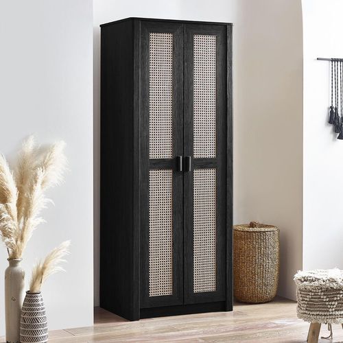 Sydney Black and Faux 2 Door Wardrobe