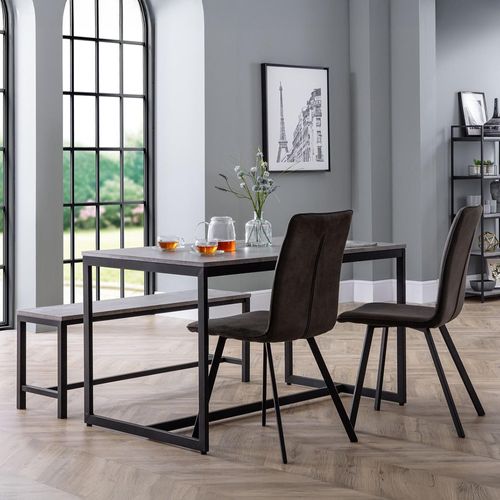 Staten Concrete Effect 4 Seater Dining Set with Monroe 2 Chair and 1 Bench