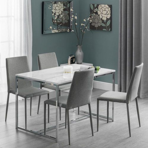Scala White Marble Effect and Chrome 4 Seater Dining Table