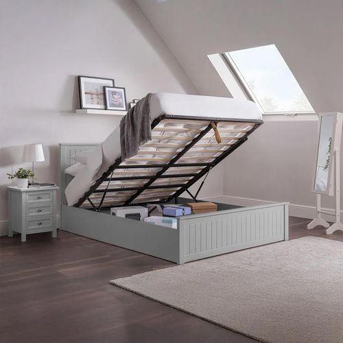 Maine Grey Ottoman Storage Bed - Sizes Available