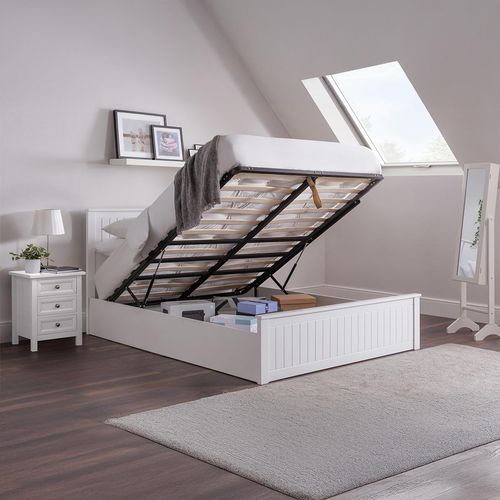 Maine White Ottoman Storage Bed - Sizes Available