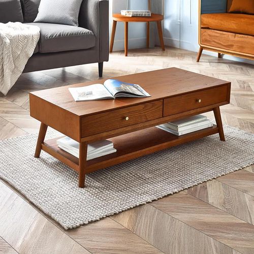 Lowry Cherry Wood Retro Style 120cm Coffee Table