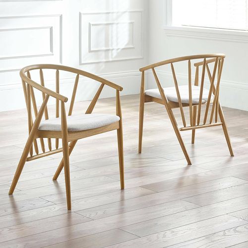 2 x Rory Oak Curved Back Dining Chair