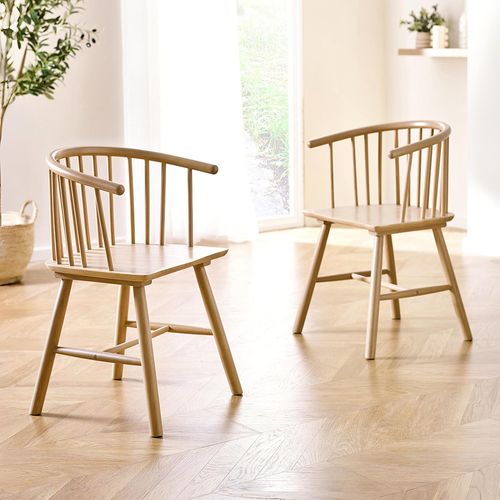 2 x Kaito Oak Curved Dining Chair