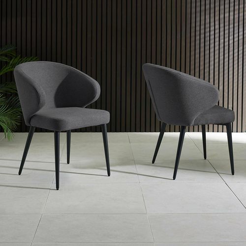 2 x Marcus Mid Grey Fabric Curved Dining Chairs