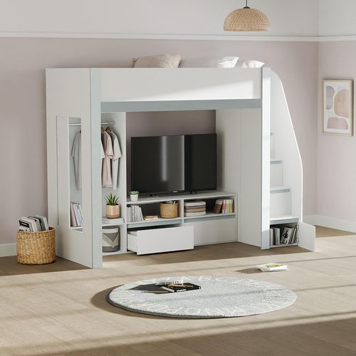 Gaia White High Sleeper TV Bunk Bed