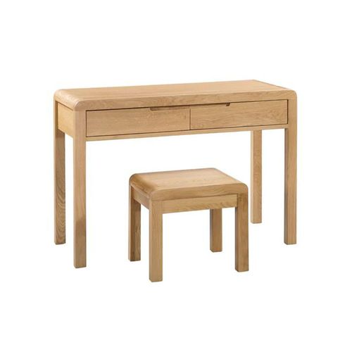 Curve Oak 2 Drawer Dressing Table with Stool