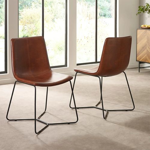 2 x Joren Tan Brown Faux Leather Dining Chair