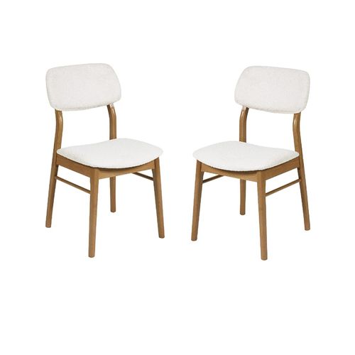 2 x Theia White Boucle Fabric Dining Chair