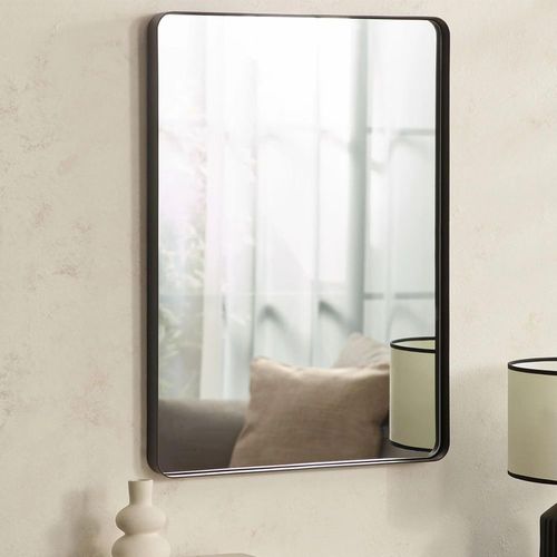 Jaya Black Metal Rectangular Wall Mirror