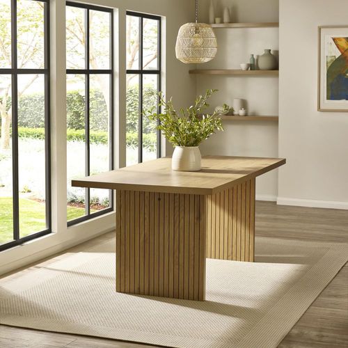 Arundel Oak Effect Fluted 6 Seater Dining Table - 180cm