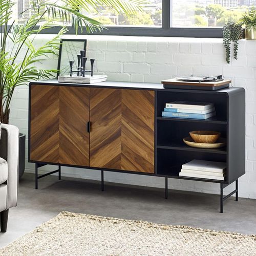 Alvin Chevron Wood Effect 2 Door Large Sideboard - 160cm