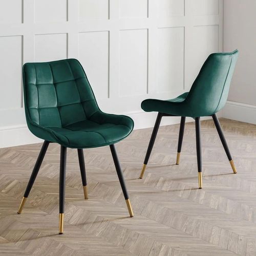 2 x Hadid Green Velvet Fabric Dining Chair