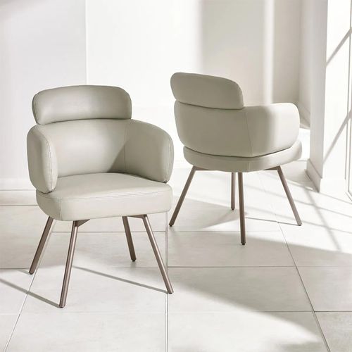 2 x Callisto Taupe Faux Leather Dining Chair