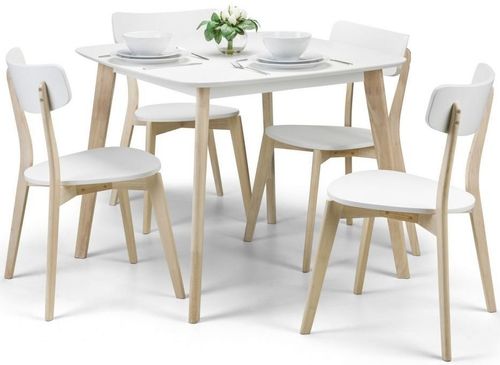 Casa White 4 Seater Square Dining Set with 4 Chairs
