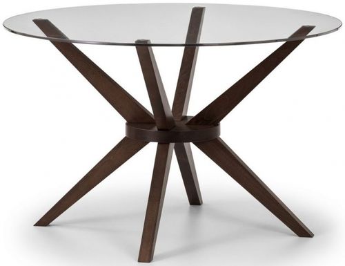 Chelsea Glass and Walnut 4 Seater Round Dining Table