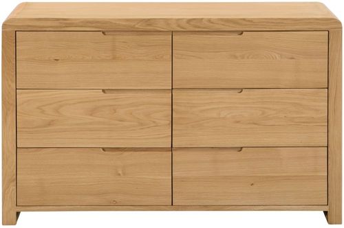 Curve Oak 6 Drawer Wide Chest