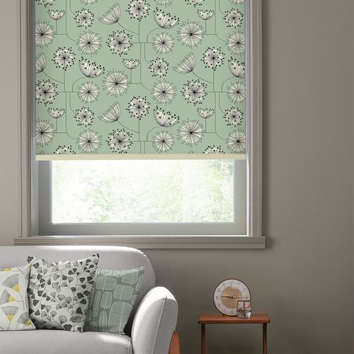 MissPrint Dandelion Mobile Mist Green Roller Blind
