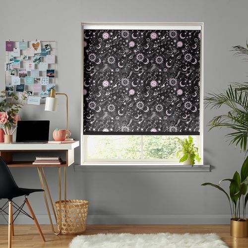 Skinny Dip Marble Celestial Black and Pink Roller Blind