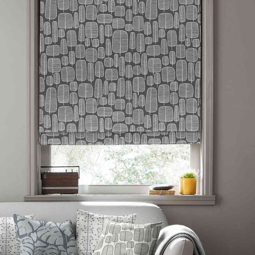 Missprint Little Trees Charcoal Roman Blind