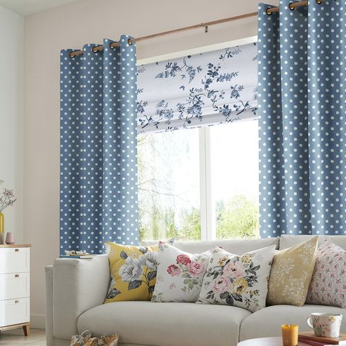Cath Kidston Button Spot Blue Curtain