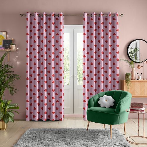 Skinny Dip Hearts Pink Curtain