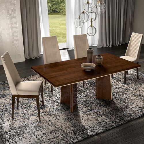 Modern Eva Walnut Italian 10 Seater Dining Table with Gold Trim