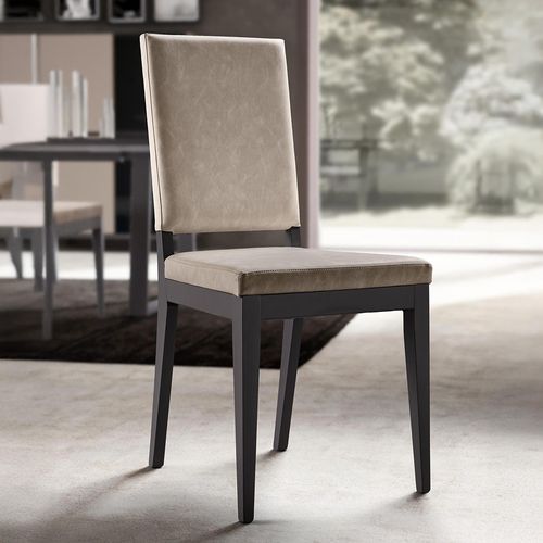 2 x Modern Kali Italian Taupe Faux Leather Dining Chair