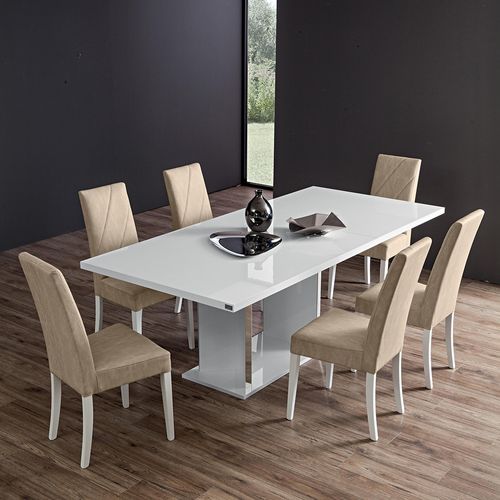 Lisa White Italian 6-10 Seater Extending Pedestal Dining Table