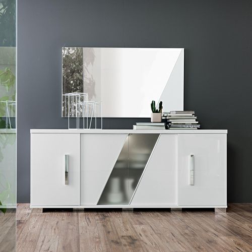 Status Lisa Day White High Gloss Italian Buffet Extra Large Sideboard, 202cm with 4 Door