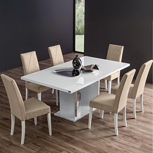 Lisa White Italian 6 Seater Pedestal Dining Table