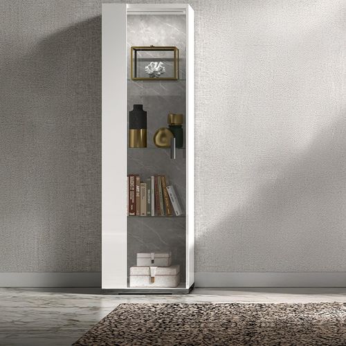 Modern Mara White Italian 1 Door Vitrine - LHF