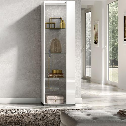 Modern Mara White Italian 1 Door Vitrine - RHF