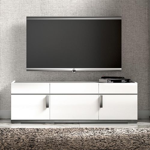 Modern Mara White Italian 140cm TV Unit with Metal Handle