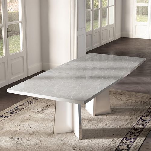 Modern Mara White Italian 6-8 Seater Extending Dining Table