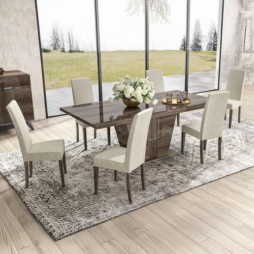 Modern Medea Vintage Oak Italian 6 Seater Pedestal Dining Table