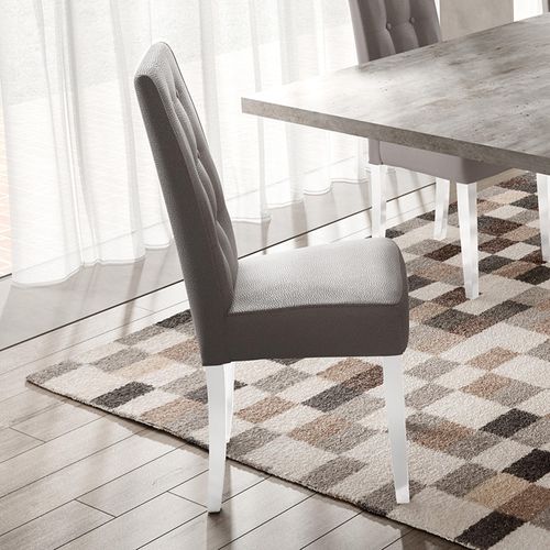 2 x Modern Treviso White Italian Upholstered Dining Chair