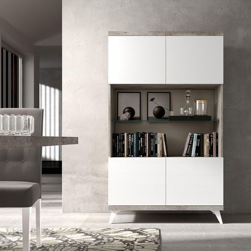 Modern Treviso White Italian 2 Door Vitrine