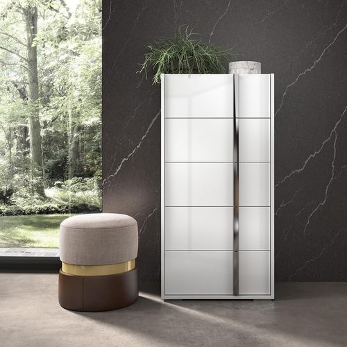 Modern Bianca White Italian 5 Drawer Tall Chest