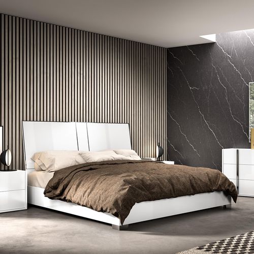 Modern Bianca White Italian Bed - Sizes Available