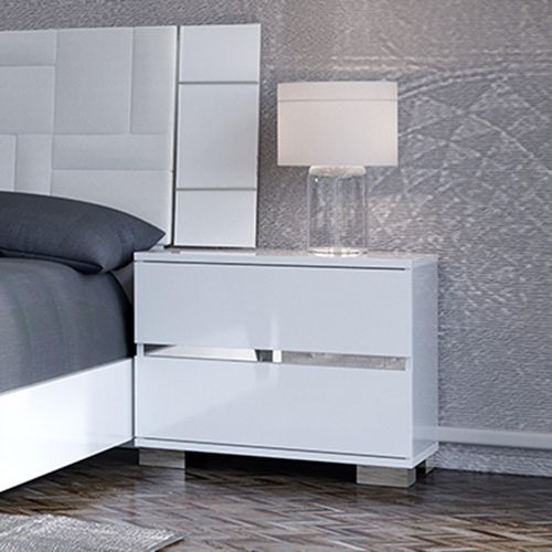Dream White Italian 2 Drawer Bedside Cabinet