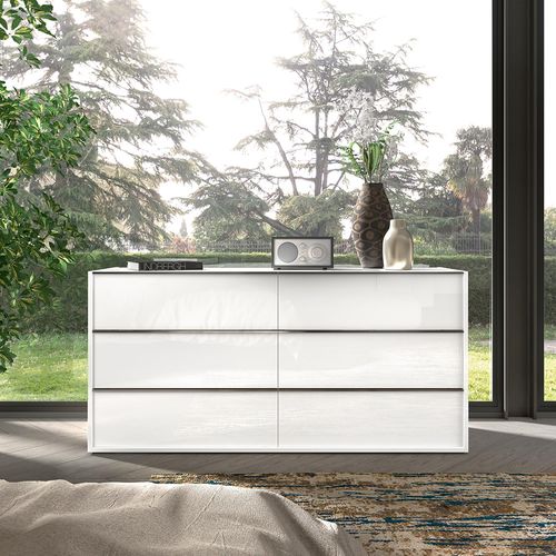 Modern Luna White Italian 6 Drawer Wide Dresser