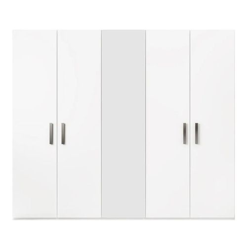 Modern Mara White Italian 5 Door Mirror Wardrobe
